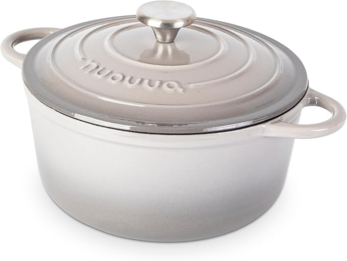 Cast Iron Pot with Lid – Non-Stick Ovenproof Enamelled Casserole Pot, Oven Safe by Nuovva