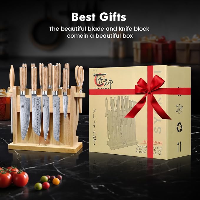 SYOKAMI 2026 Upgrade Knife Set 14 Japanese Style Kitchen Knife Set - Image 9