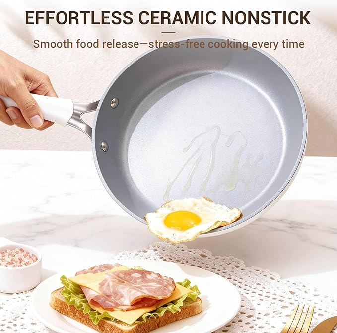 Ammeloo 15-Piece Ribbed Ceramic Cookware Set, Pots and Pans Set Non Stick - Image 3