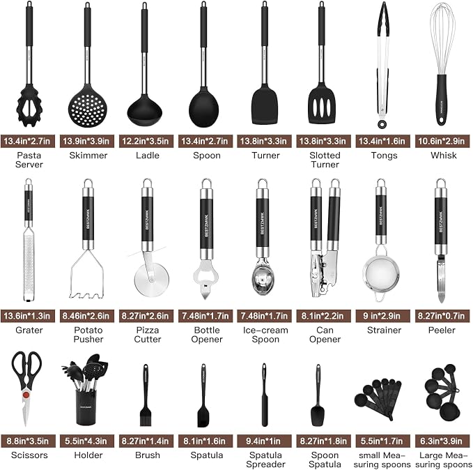 Kitchen Utensils Set-Silicone Cooking Utensils-32 pcs Non-Stick Silicone - Image 2