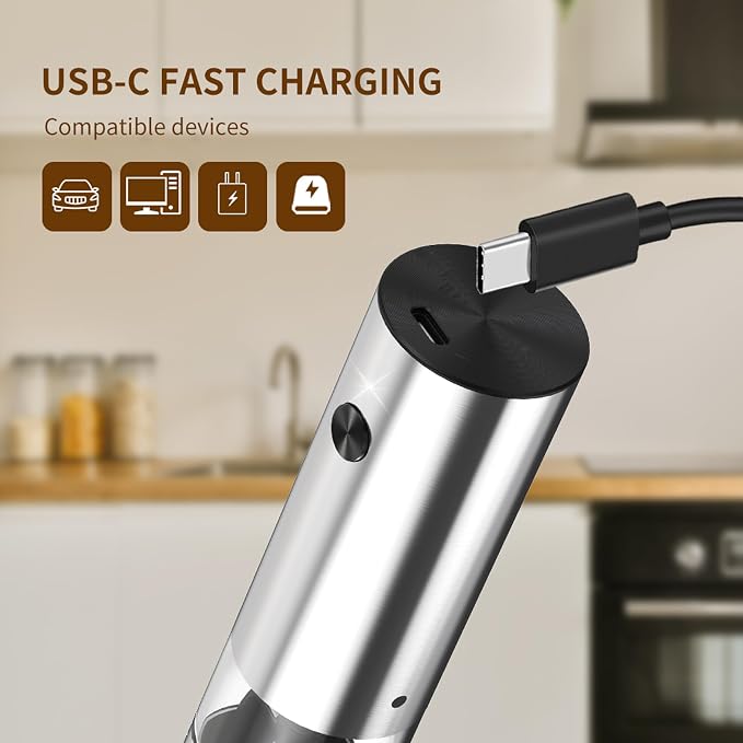 Mini Electric Salt and Pepper Grinder Stainless steel, USB Rechargeable - Image 8