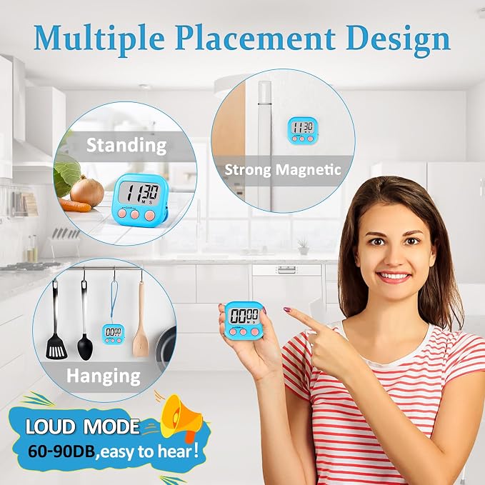 ZILLEN 6 Pack Kitchen Timers for Cooking Digital Classroom Timers for Kids - Image 2