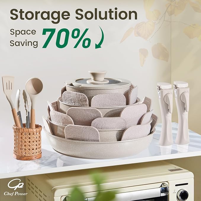Chef Power Ceramic Nonstick Pots and Pans Set 19 Piece - Image 3