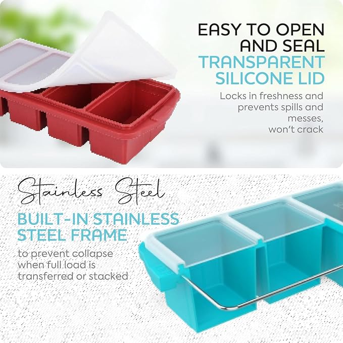 Silicone Freezer Tray With Lid-Soup Freezer Container molds-Large Ice Cube Tray - Image 5