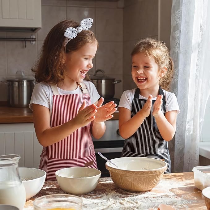 2 Pack Stripes Kids Apron, Kids Cooking Aprons - Image 4