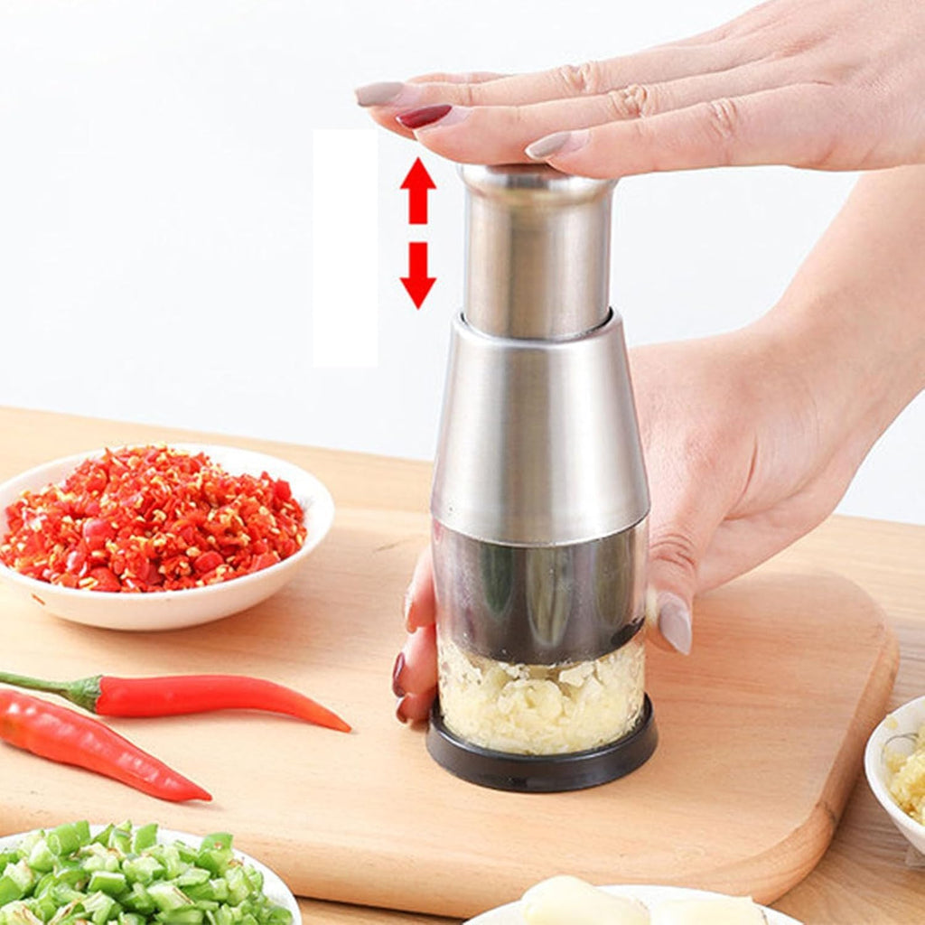 Manual Food Chopper, 6.3 X 2.4in Compact Mini Dicer, 304 Stainless
