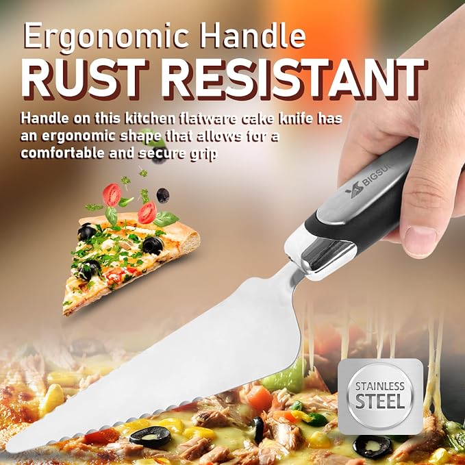 MSY BIGSUNNY Pie Server Cake Server Stainless Steel Pizza Server - Image 3