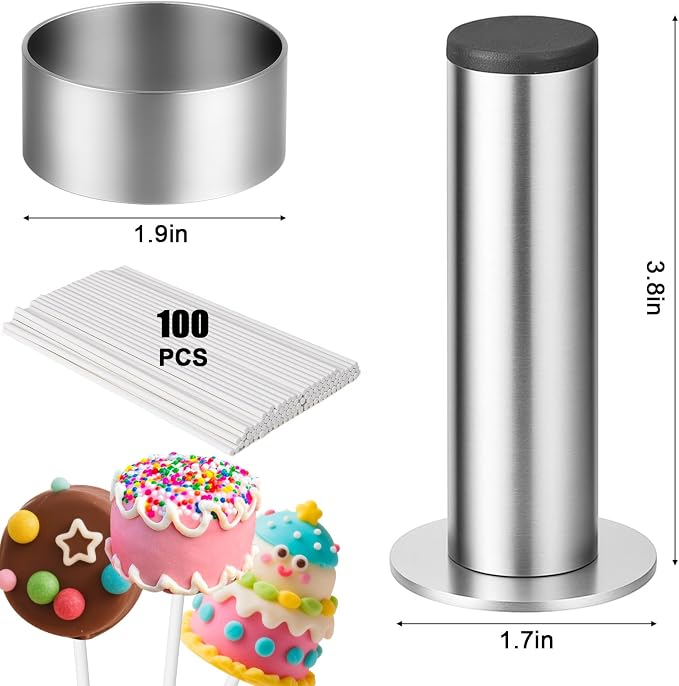 Juome Cake Pop Mold Kit, Stainless Steel Circle Cake Pop Cutter and Pusher Cake - Image 4