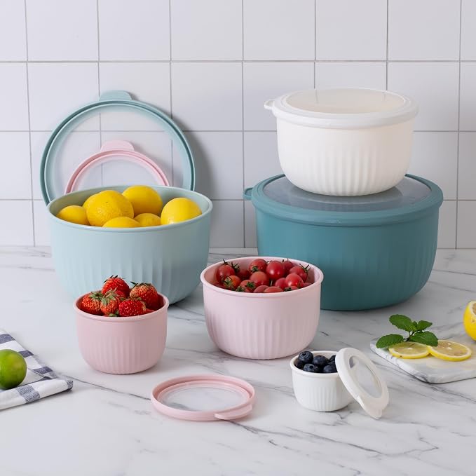 COOK WITH COLOR Prep Bowls with Lids- Wide and Deep Nesting Plastic Small - Image 7