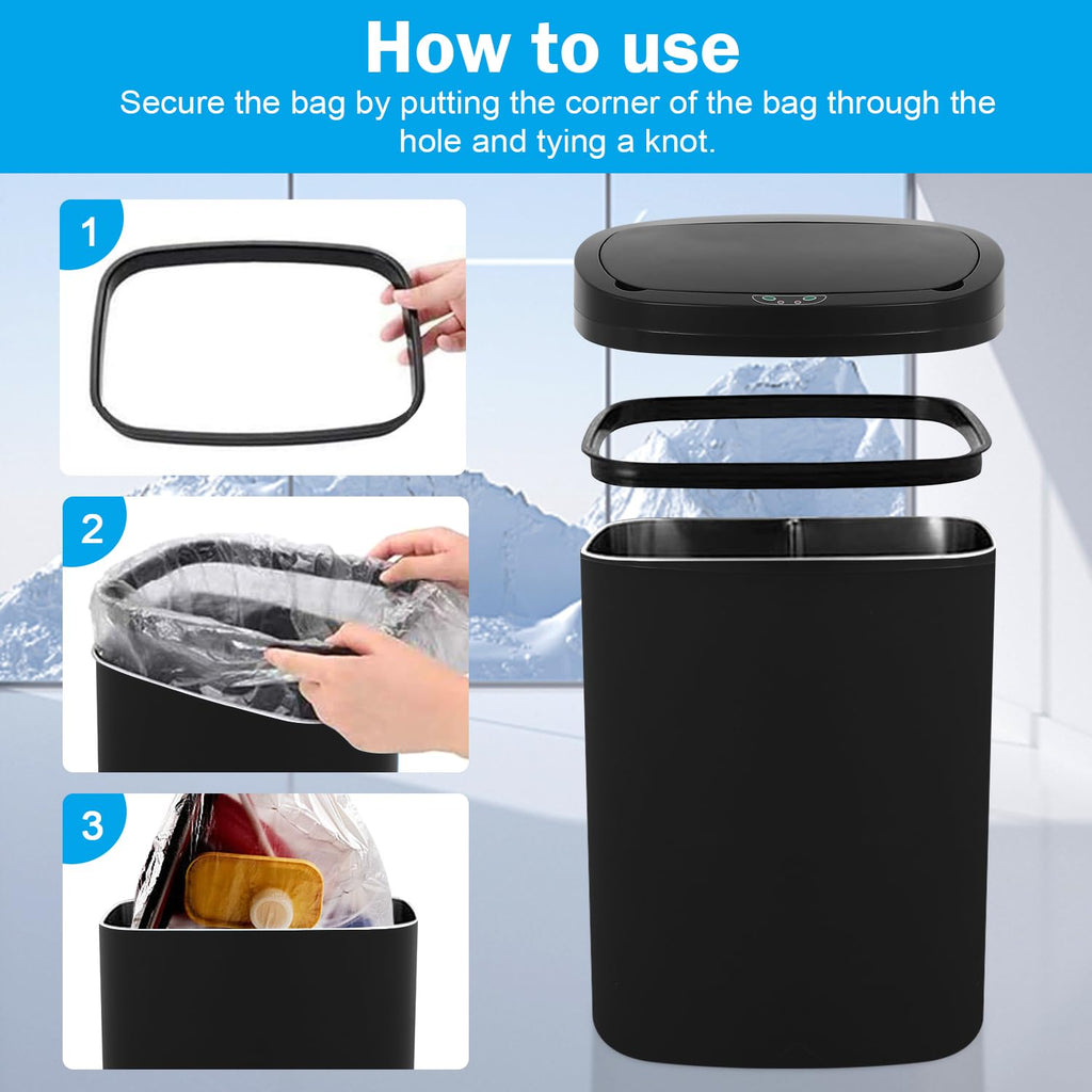 13 Gallons Trash Can with Lid Motion Sensor Garbage Can,Kitchen Trash