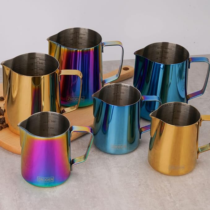 Milk Frothing Pitcher, 12oz Espresso Steaming Pitchers Stainless Steel - Image 7