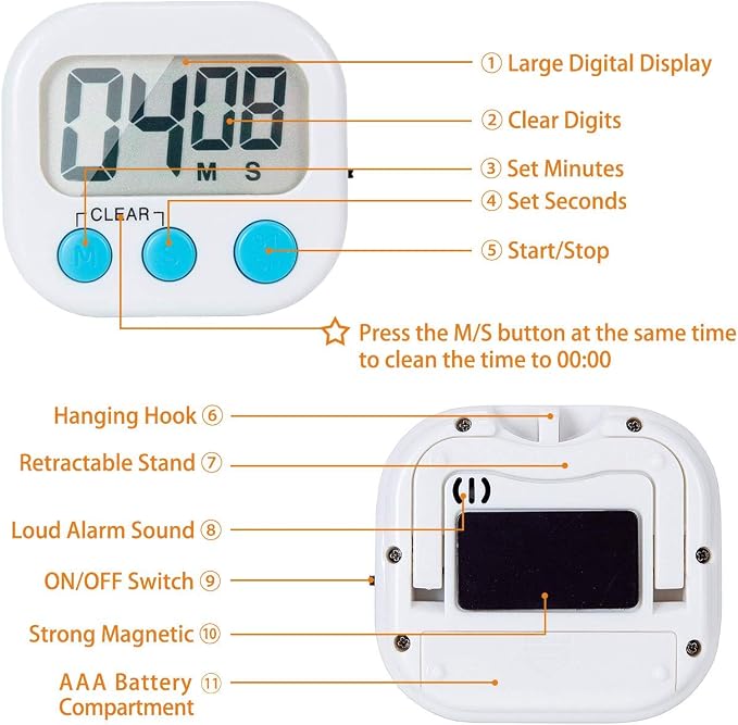 4 Pack Digital Timers, Timer for Kids, Magnetic Back and ON/Off Switch - Image 2