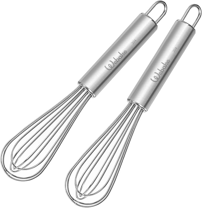 Webake 7.5" Stainless Steel Mini Whisks, 304 Small Metal Whisk by Webake