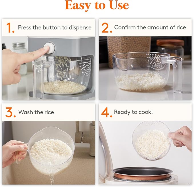 Lifewit Rice Dispenser 25 Lbs, Rice Storage Container Sealed Moisture Proof - Image 9