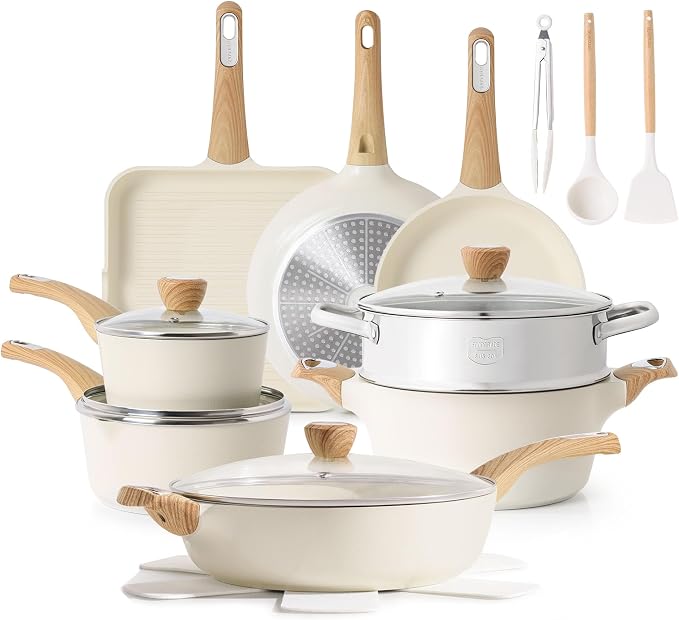 SENSARTE Ceramic Cookware Sets, Pots and Pans Set Nonstick, 20-Piece Induction by SENSARTE