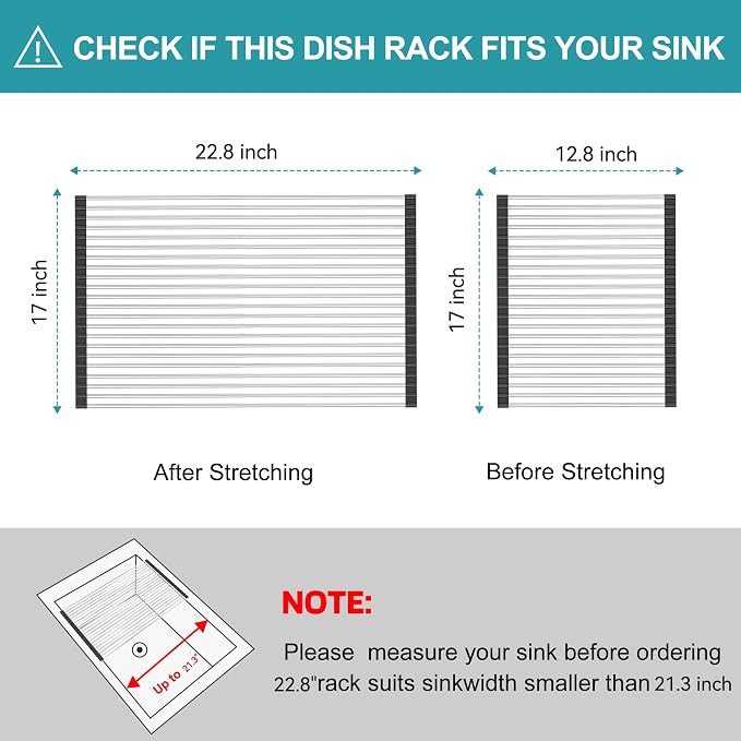 BBXTYLY Extra Large Expandable Roll Up Dish Drying Rack, Over The Sink Drying - Image 2