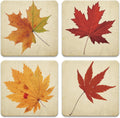 FYSUIMU 4 Pcs Fall Leaves Coasters Autumn Maple Leaf Square Ceramic