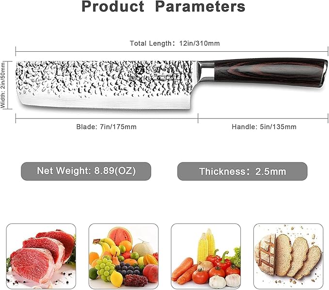 imarku Nakiri Knife, Razor Sharp 7 Inch Multipurpose Vegetable Japanese Chef - Image 4