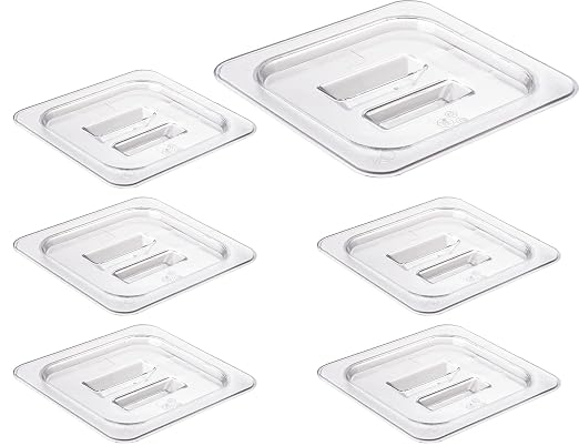CURTA 6 Pack NSF Food Pan Cover, 1/6 Size Clear Polycarbonate Lid by CURTA