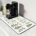Dish Drying Mat, Spring Flower Printed Coffee Bar Mat, Kitchen Counter