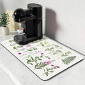 Bloss Dish Drying Mat, Spring Flower Printed Coffee Bar Mat, Kitchen Counter Mat by Bloss