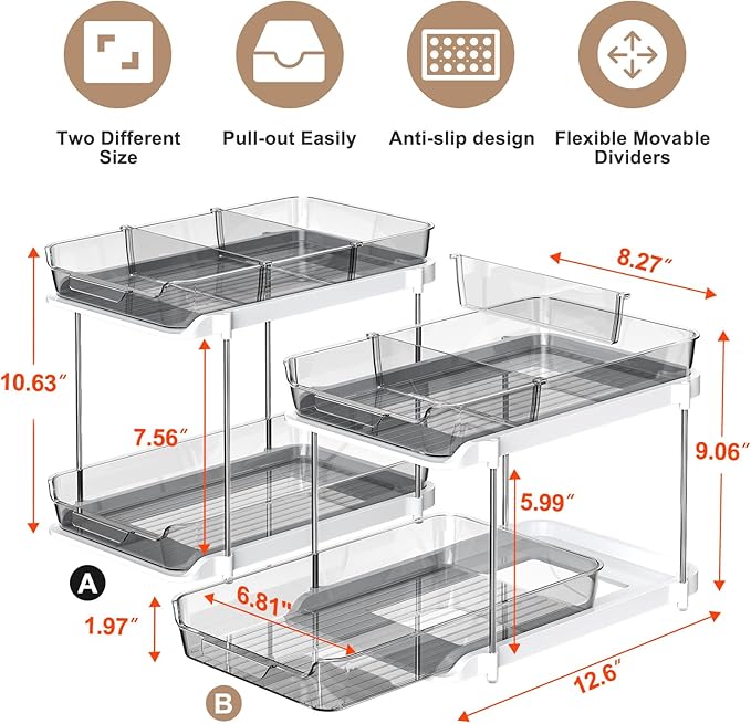 Delamu 2-Tier Multi-Purpose Bathroom Under Sink Organizers and Storage - Image 2