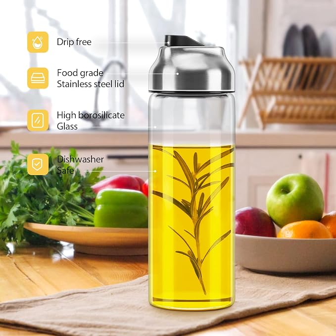 Aelga Olive Oil Dispenser - 14 OZ Glass Oil and Vinegar Dispenser Bottles Set - Image 4