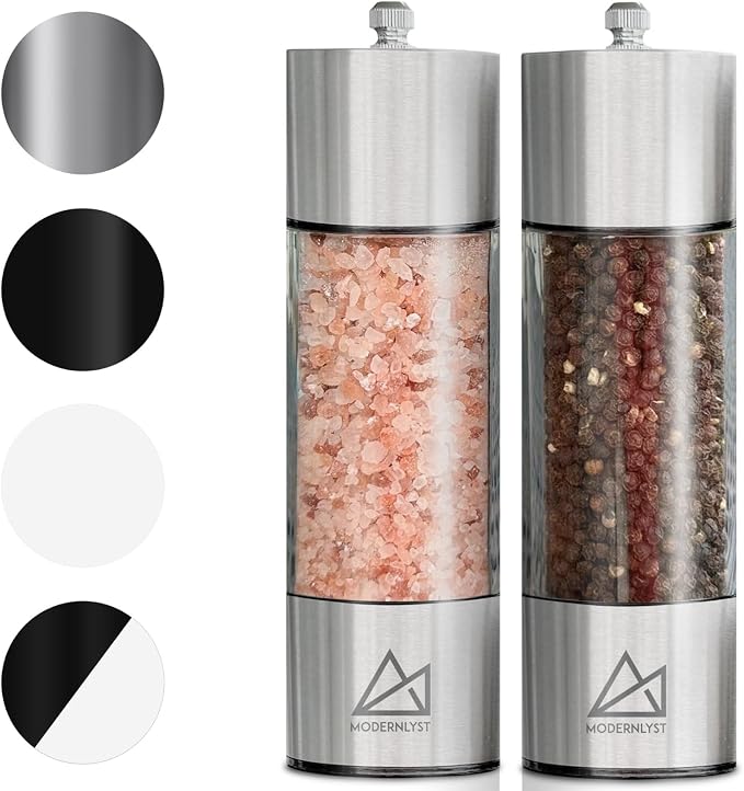 Salt and Pepper Grinder Set Manual 2 Pack | Large Round Salt and Pepper Shakers - Image 8