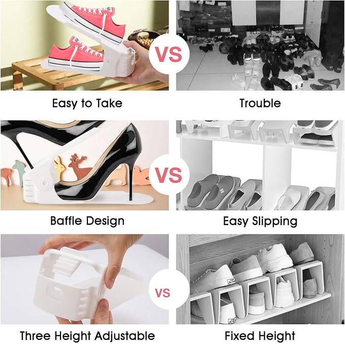 Neprock Shoe Slots Organizer, 20 Pack Adjustable Shoe Rack Stacker Storage - Image 6