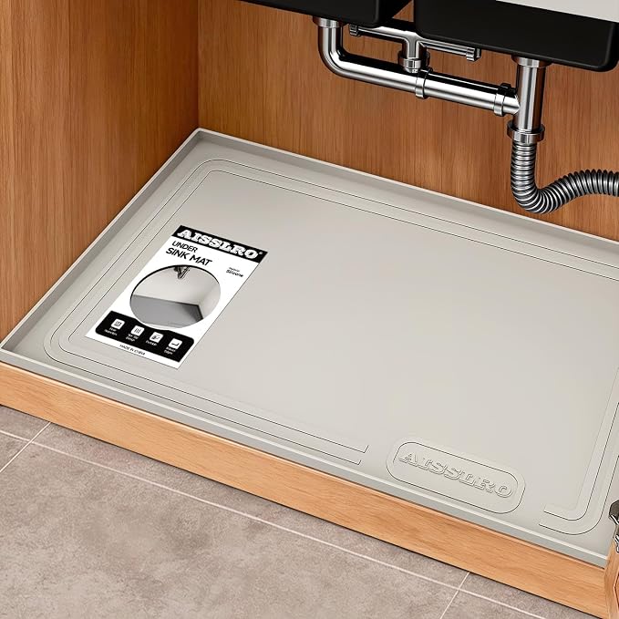 Aisslro Under Sink Mat 34" X 22", Waterproof Silicone Cabinet Organizer by AisslroDirect