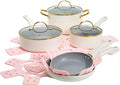Paris Hilton Epic Nonstick Pots and Pans Set, Tempered Glass Lids, Soft Touch by TheWorldofParisHilton