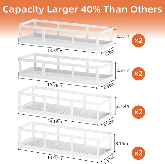 Over The Door Pantry Organizer, 8 Pack Spice Rack Wall Mounted & Hanging - Image 4