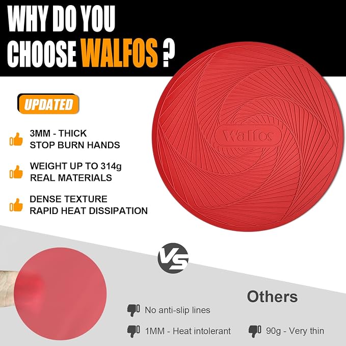Walfos 12 10 Inch Silicone Microwave Mats, Microwave Splatter Cover - Image 4