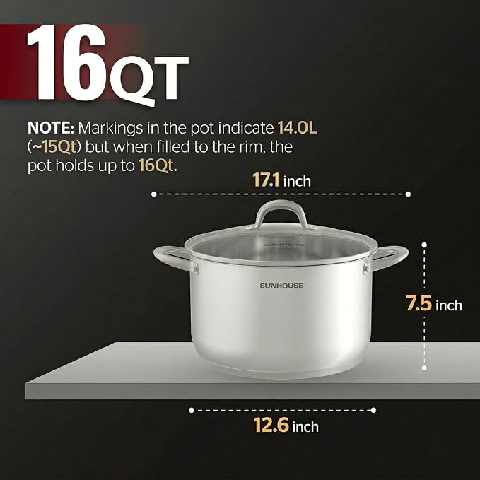SUNHOUSE Stainless Steel Stock Pot - Image 2