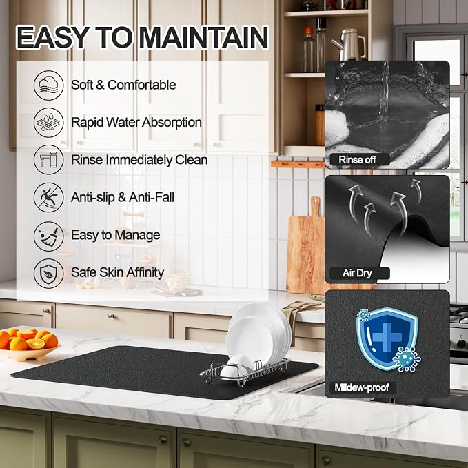 Ecotrim - Dish Drying Mat for Kitchen Counter | Coffee Bar Mat for Countertops - Image 3
