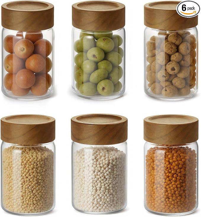 6-Pack 8 fl oz Stackable Airtight Glass Jars – Small Mason Jars designed by Unknown