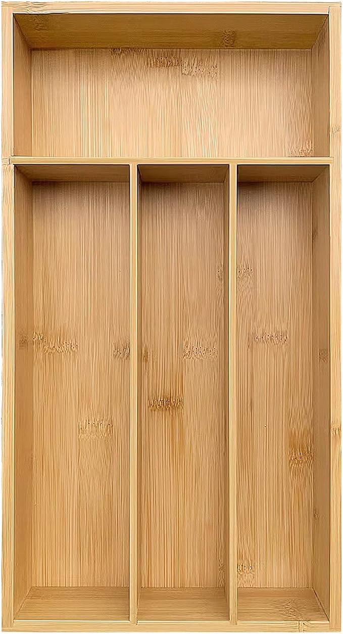 guiogc Bamboo Silverware Organizer, Kitchen Drawer Organizer - Image 4