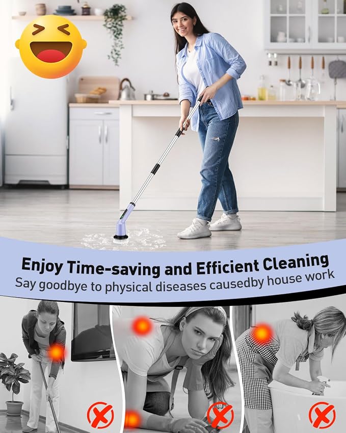 Electric Spin Scrubber for Cleaning Bathroom, Shower Scrubber Rotary Floor - Image 2