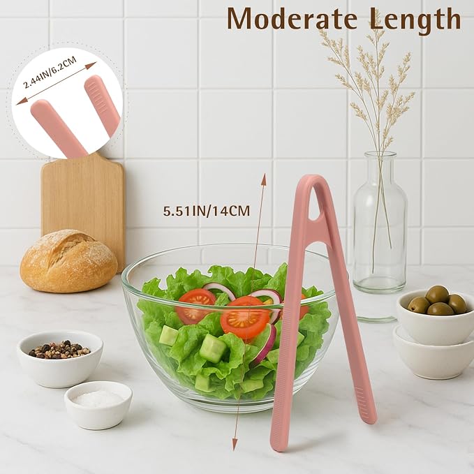 3-Pack Mini Silicone Tongs – 5.5" Small Kitchen Tongs in 3 Colors - Image 6