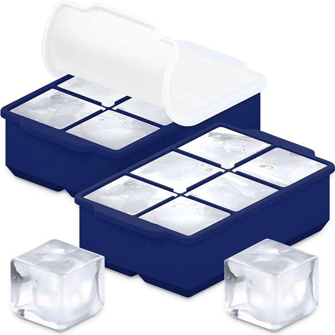 KitchFort Large Silicone Ice Cube Tray, Easy Release 2" Big Ice Cubes by KitchFort