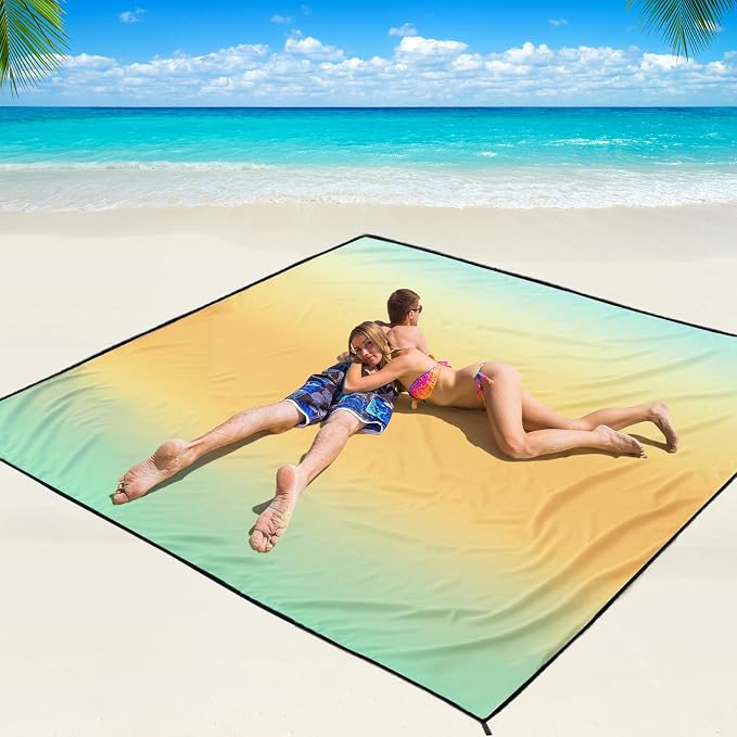 WIWIGO Beach Blanket Waterproof Sandproof Beach Mat 79" X 83"/10'x9'for 2-8 by WIWIGO