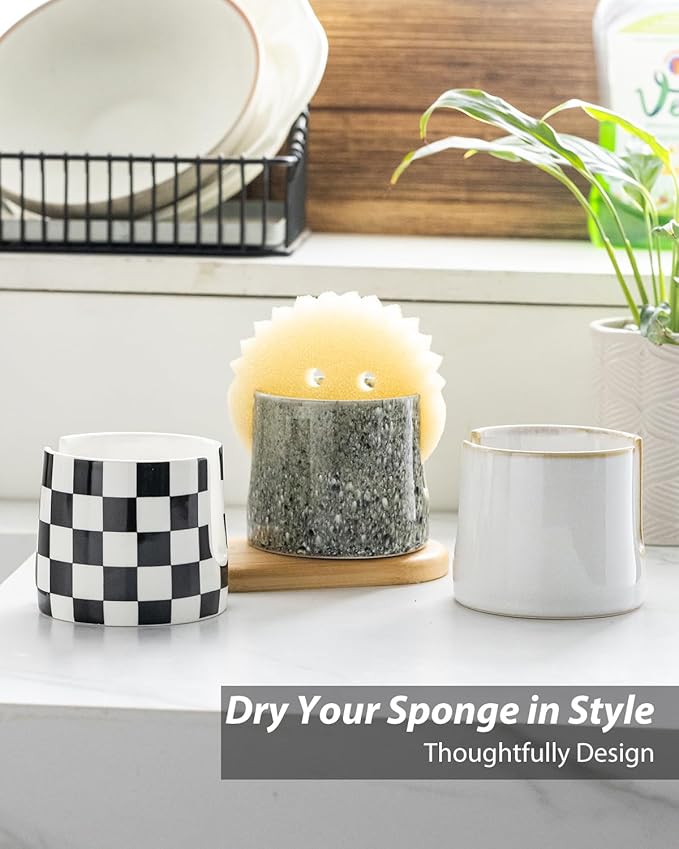 Zoeeker Kitchen Sponge Holder, Ceramic Dish Sponge Holder Scrubby Daddy - Image 6