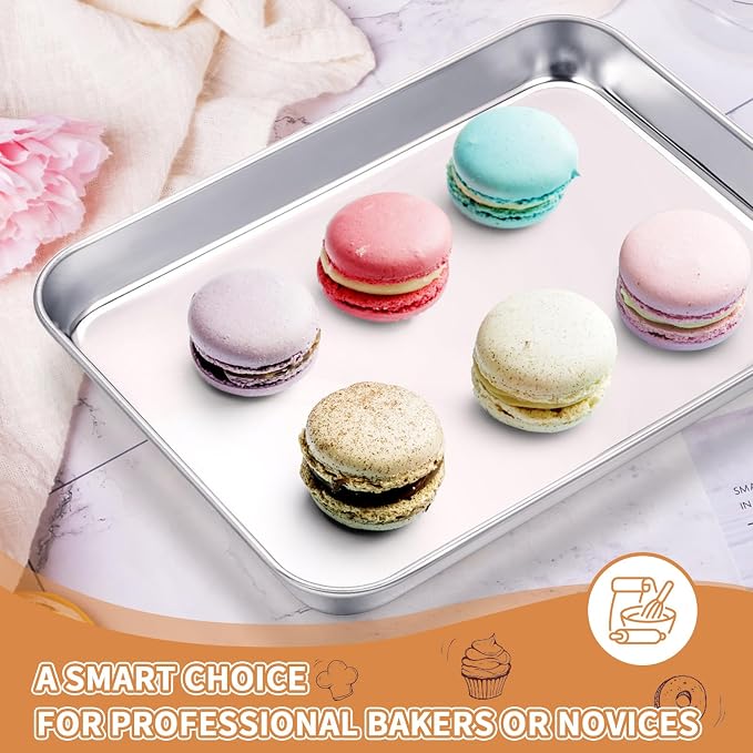 Stainless Steel Baking Sheet Set of 2, Deedro Cookie Sheet Metal Baking Pan - Image 6