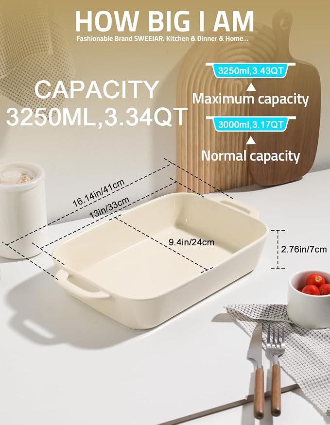 Sweejar Ceramic Bakeware Set, 9x13 Rectangular Baking Dish - Image 3