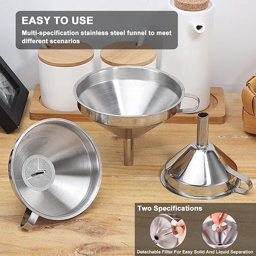 Stainless Steel Funnels for Kitchen use, Cleaning Brush.Funnel for Filling - Image 6