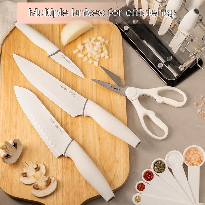 Astercook Knife Set with Block and Sharpener, 22 Piece Kitchen Knife Set - Image 2