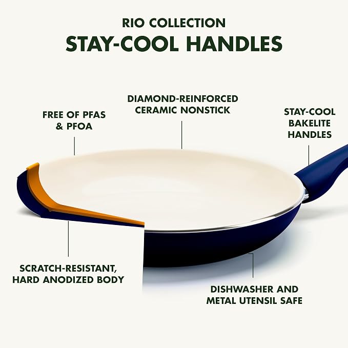 GreenPan Rio Healthy Ceramic Nonstick 8" Frying Pan Skillet and Silicone - Image 4
