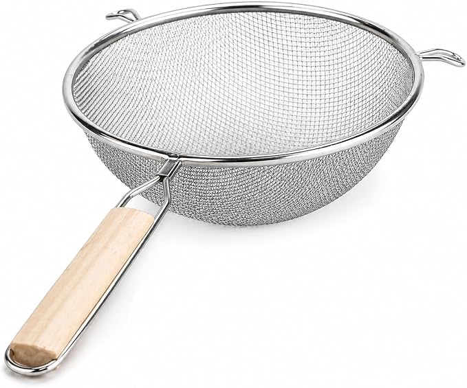 Huji 8-Inch Stainless Steel Double Mesh Food Strainer Colander by HUJI
