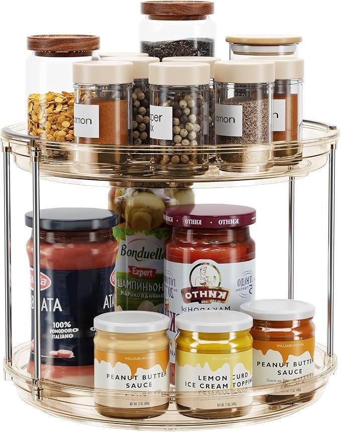 LAMU 2 Tier Lazy Susan Turntable Organizer 9.25'' Rotating Spice Rack by YourHome-OrganizationHelper