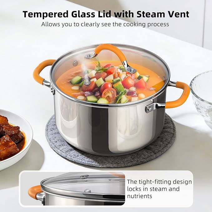 Ciwete Stainless Steel Stock Pot, 5.2 Quart Soup Pot - Image 4